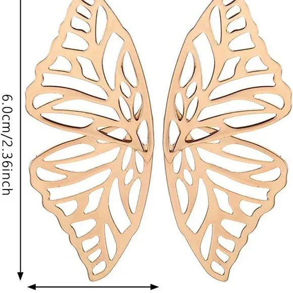 Butterfly Golden Big Earrings - Picture 2 of 6